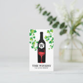 Wijnflesje en glas | Lux | Wijnstokken Visitekaartje (Staand voorkant)
