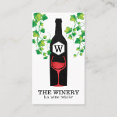 Wijnflesje en glas | Lux | Wijnstokken Visitekaartje (Voorkant)