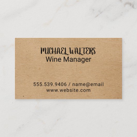 Wijnflesje en glas visitekaartje (Achterkant)