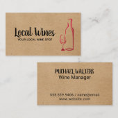 Wijnflesje en glas visitekaartje (Voorkant / Achterkant)