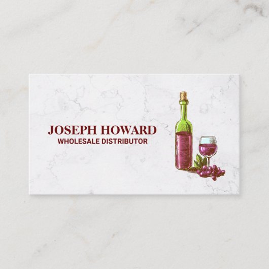 Wijnflesje en glas visitekaartje (Voorkant)