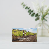 Wijnflesje en glas | Wijngaarden Visitekaartje (Staand voorkant)