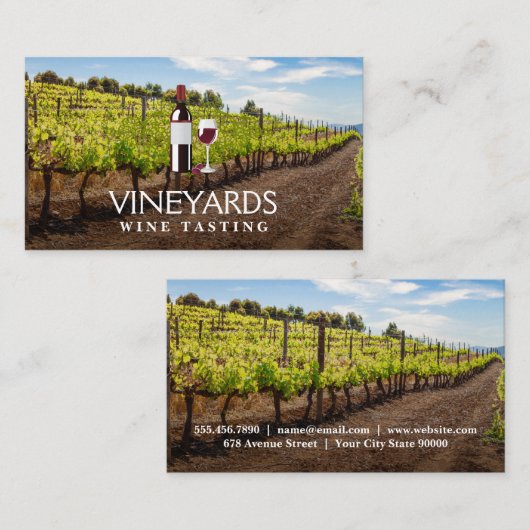 Wijnflesje en glas | Wijngaarden Visitekaartje (Voorkant / Achterkant)