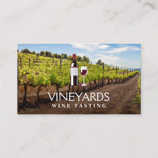 Wijnflesje en glas | Wijngaarden Visitekaartje (Voorkant)