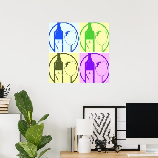 Wijnflesje en glaskunst voor Pop Poster (Thuiskantoor)