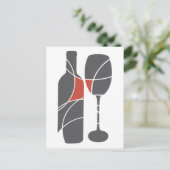 Wijnflesje en glazen briefkaart (Staand voorkant)