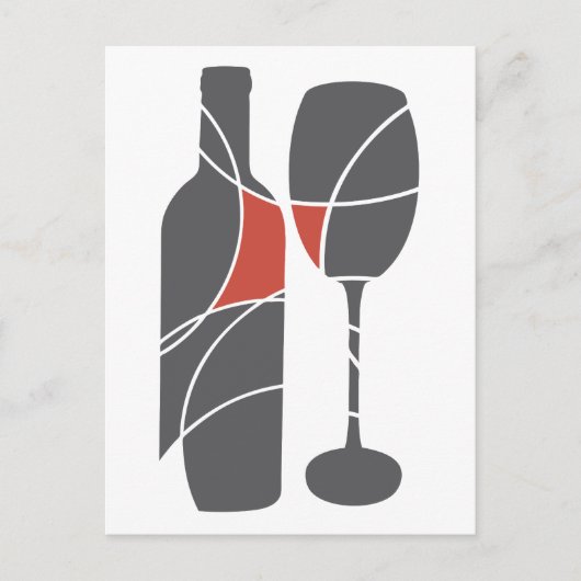 Wijnflesje en glazen briefkaart (Voorkant)