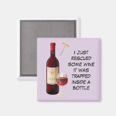 Wijnflesje en glazen illustratie magneet (Voorkant / Achterkant)