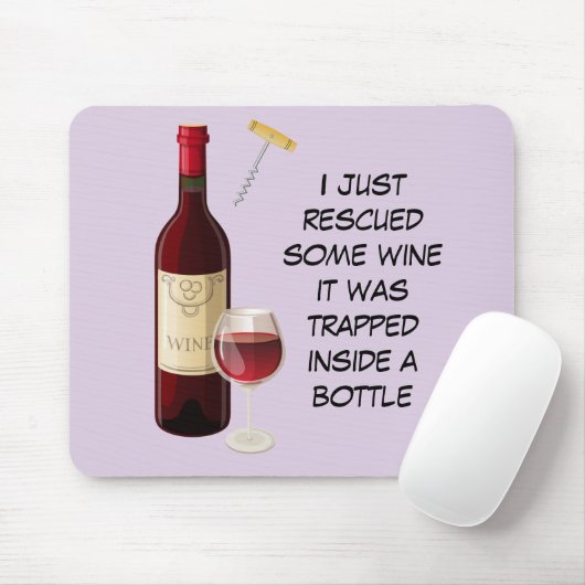 Wijnflesje en glazen illustratie muismat (Met muis)