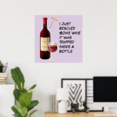 Wijnflesje en glazen illustratie poster (Thuiskantoor)