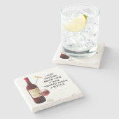 Wijnflesje en glazen illustratie stenen onderzetter (Zijkant)