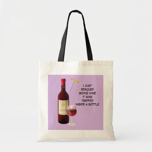 Wijnflesje en glazen illustratie tote bag (Voorkant)