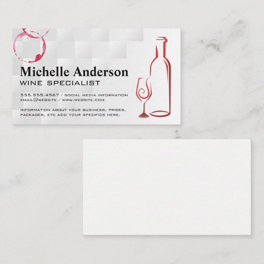 Wijnflesje en glazen Logo Visitekaartje (Voorkant / Achterkant)
