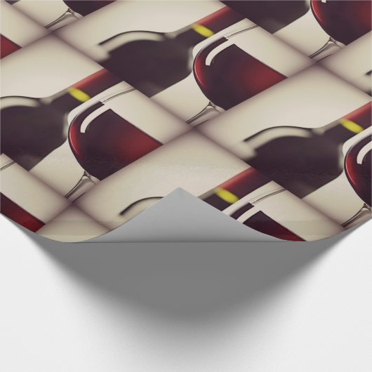 Wijnflesje en glazen opvulpapier cadeaupapier (Hoek)