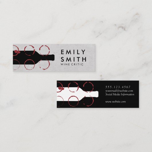 Wijnflesje en -gordels mini visitekaartje (Voorkant / Achterkant)