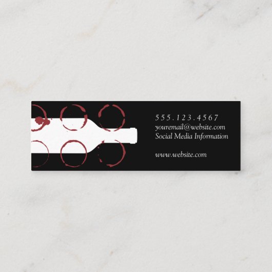 Wijnflesje en -gordels mini visitekaartje (Achterkant)