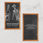 Wijnflesje en opening | Hout Visitekaartje (Voorkant / Achterkant)