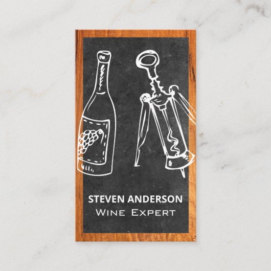Wijnflesje en opening | Hout Visitekaartje (Voorkant)