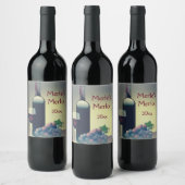 Wijnflesje en wijndruiven Etiket wijn (Flessen)