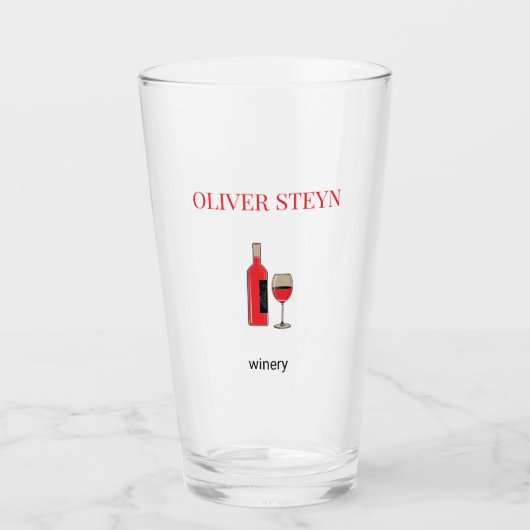 Wijnflesje en wit glas (Voorkant)