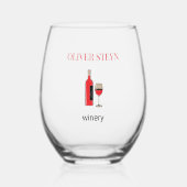 Wijnflesje en wit glas (Voorkant)