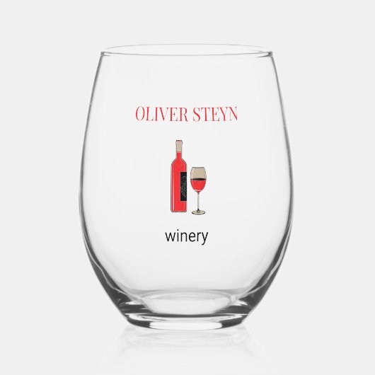 Wijnflesje en wit glas (Voorkant)