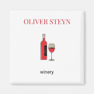 Wijnflesje en wit glas magneet