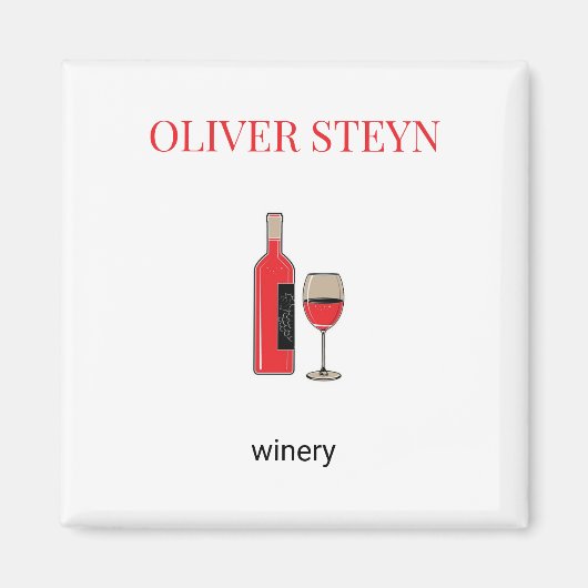 Wijnflesje en wit glas magneet (Voorkant)