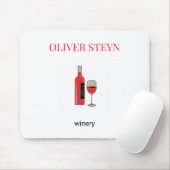 Wijnflesje en wit glas muismat (Met muis)