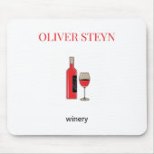 Wijnflesje en wit glas muismat (Voorkant)