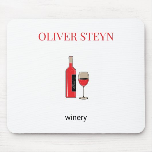Wijnflesje en wit glas muismat (Voorkant)