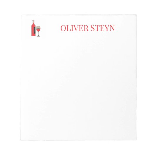 Wijnflesje en wit glas notitieblok (Voorkant)