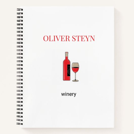 Wijnflesje en wit glas notitieboek (Voorkant)