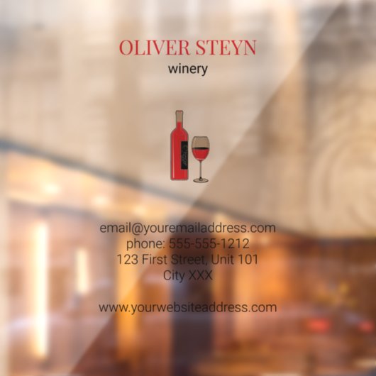 Wijnflesje en wit glas raamsticker (Vel 2)