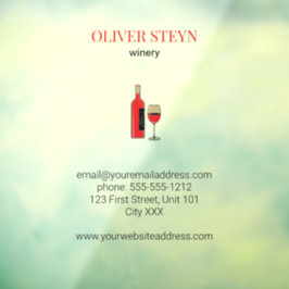 Wijnflesje en wit glas raamsticker