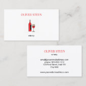 Wijnflesje en wit glas visitekaartje (Voorkant / Achterkant)