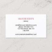 Wijnflesje en wit glas visitekaartje (Achterkant)