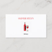 Wijnflesje en wit glas visitekaartje (Voorkant)