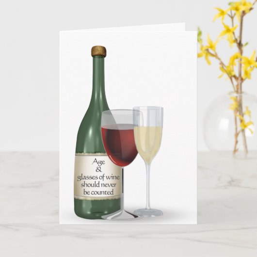 Wijnflesje Kaart (Gele Bloem)