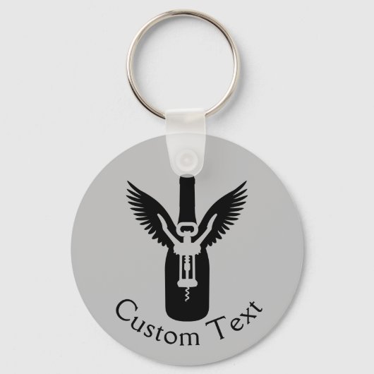 Wijnflesje met blikken en Kurkentrekker Sleutelhan Sleutelhanger (Voorkant)