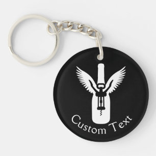 Wijnflesje met blikken en Kurkentrekker Sleutelhan Sleutelhanger