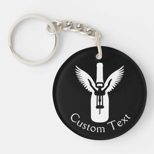 Wijnflesje met blikken en Kurkentrekker Sleutelhan Sleutelhanger (Voorkant)