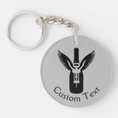 Wijnflesje met blikken en Kurkentrekker Sleutelhan Sleutelhanger (Voorkant)