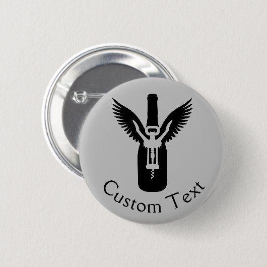 Wijnflesje met ringen en schroefdraad ronde button 5,7 cm (Voorkant /achterkant)