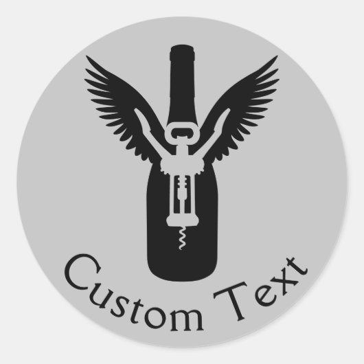 Wijnflesje met ringen en schroefdraad ronde sticker (Voorkant)