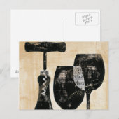 Wijnflesje met twee glazen glazen briefkaart (Voorkant / Achterkant)
