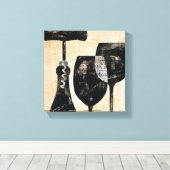 Wijnflesje met twee glazen glazen canvas afdruk (Insitu (Houten vloer))