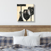 Wijnflesje met twee glazen glazen canvas afdruk (Insitu (Slaapkamer))