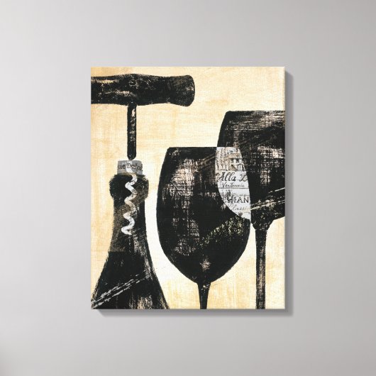 Wijnflesje met twee glazen glazen canvas afdruk (Voorkant)