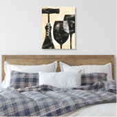 Wijnflesje met twee glazen glazen canvas afdruk (Insitu (Slaapkamer))